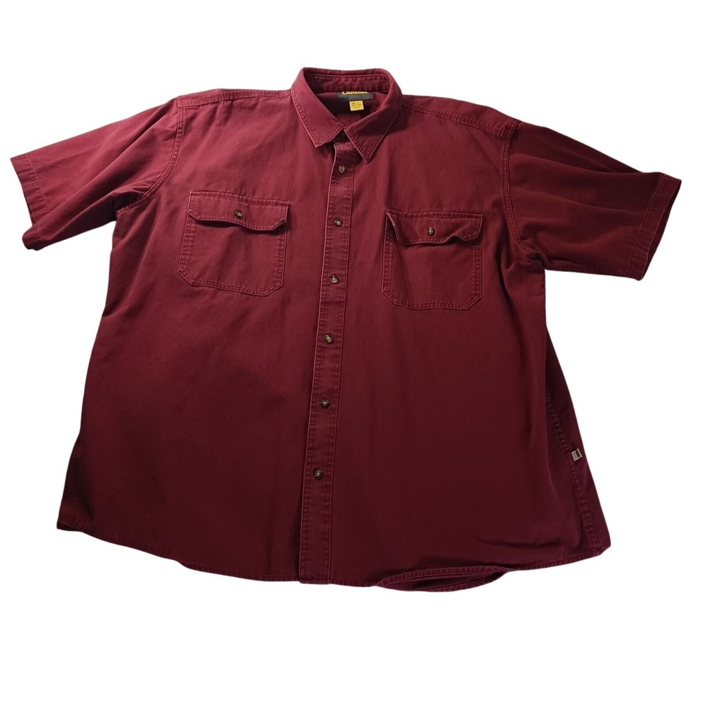 Cabela's 2XL Tall‎ Button Down Denim Shirt Burgundy Workwear Outdoor Casual
